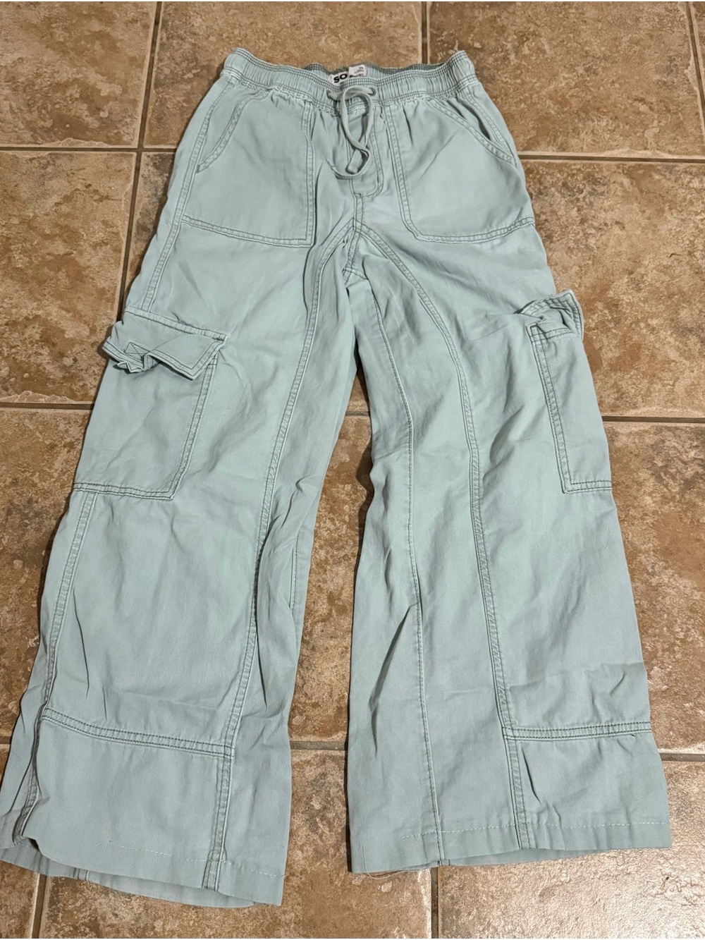 SO Mint Green Drawstring Cargo Pants